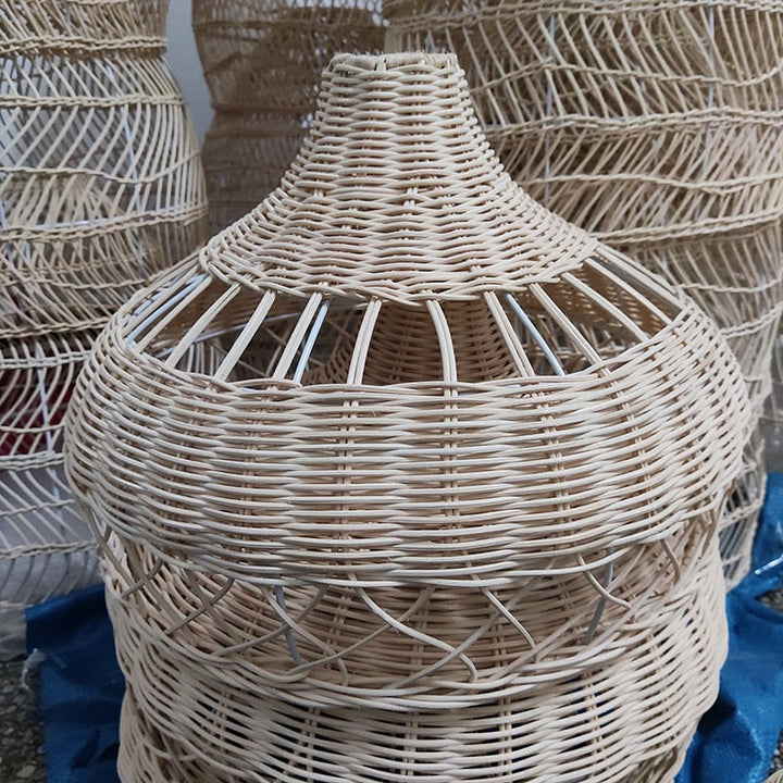 Handmade Rattan Wicker Basket Pendant Light- Oni - Louve Lights