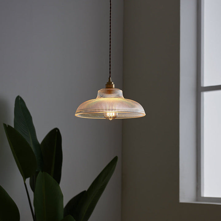 Vintage Stripe Glass Pendant Lamp - Dining Room Pendant Light - Lyssa - Louve Lights