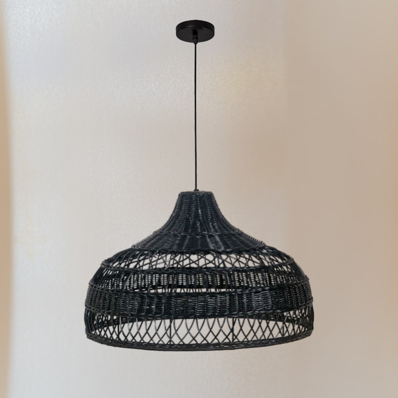 Handmade Rattan Wicker Basket Pendant Light- Oni - Louve Lights