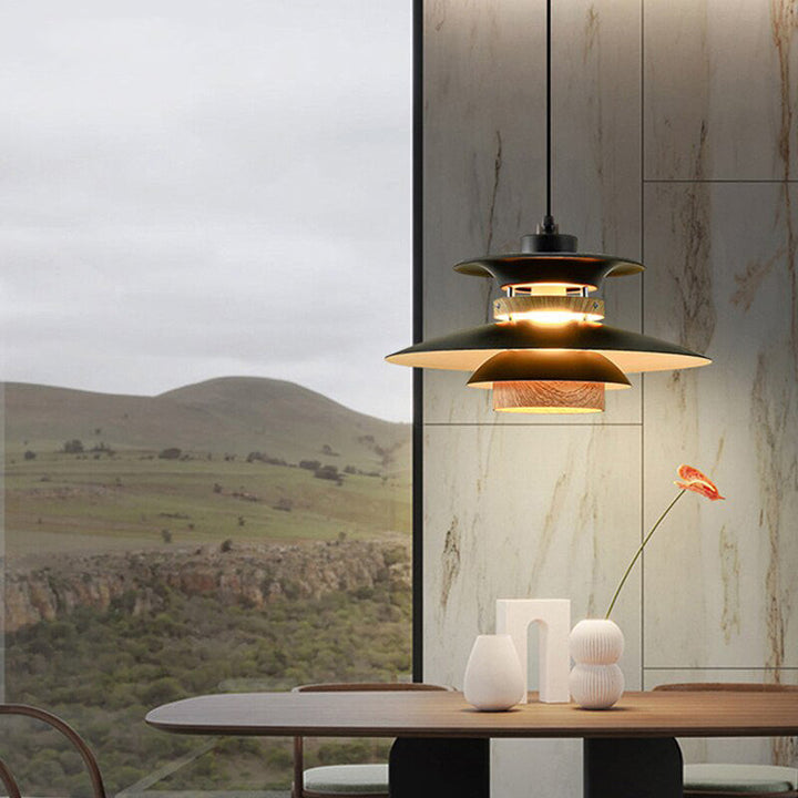 Nordic Style Metal & Wood Pendant Light - Wood Hanging Light - Ospak - Louve Lights