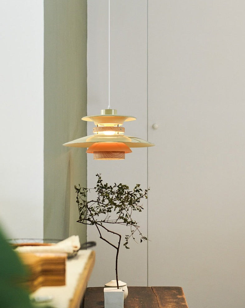 Nordic Style Metal & Wood Pendant Light - Wood Hanging Light - Ospak - Louve Lights
