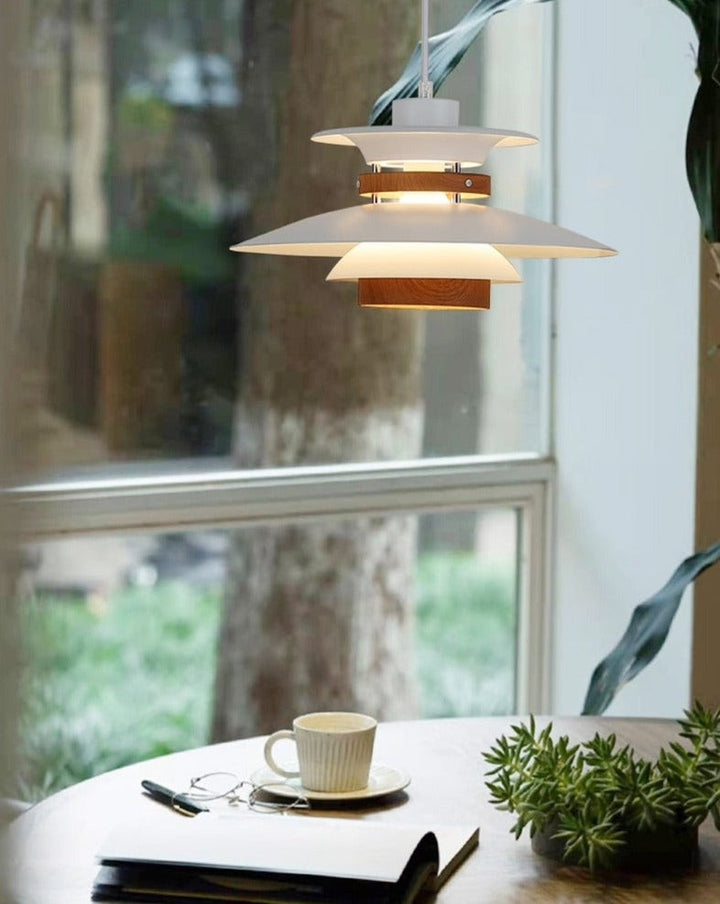 Nordic Style Metal & Wood Pendant Light - Wood Hanging Light - Ospak - Louve Lights