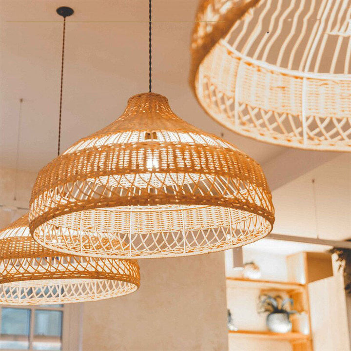 Handmade Rattan Wicker Basket Pendant Light- Oni - Louve Lights