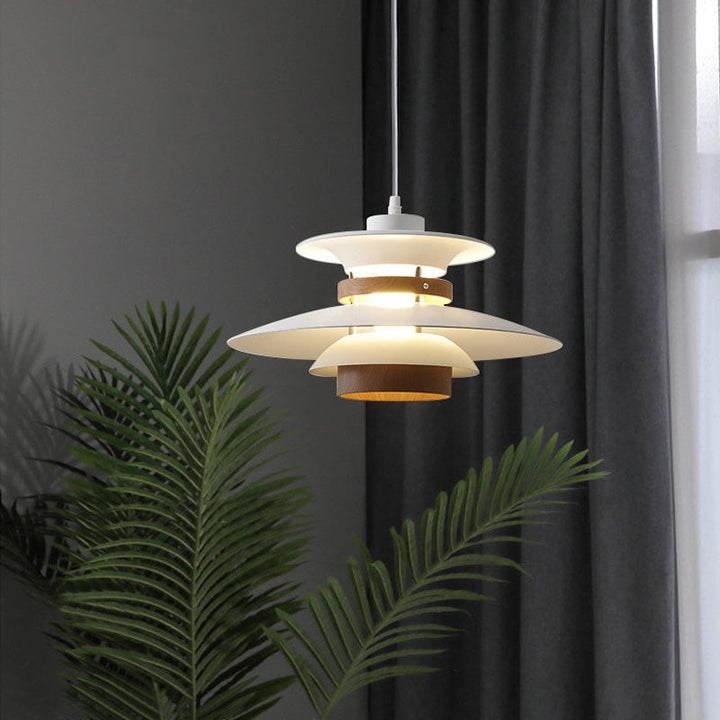 Nordic Style Metal & Wood Pendant Light - Wood Hanging Light - Ospak - Louve Lights