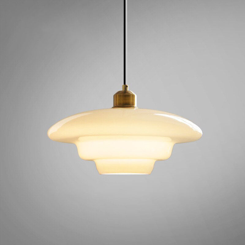 Modern Milk Glass Pendant Lights- Mid Century Pendant Light- Rowan - Louve Lights