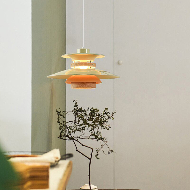 Nordic Style Metal & Wood Pendant Light - Wood Hanging Light - Ospak - Louve Lights