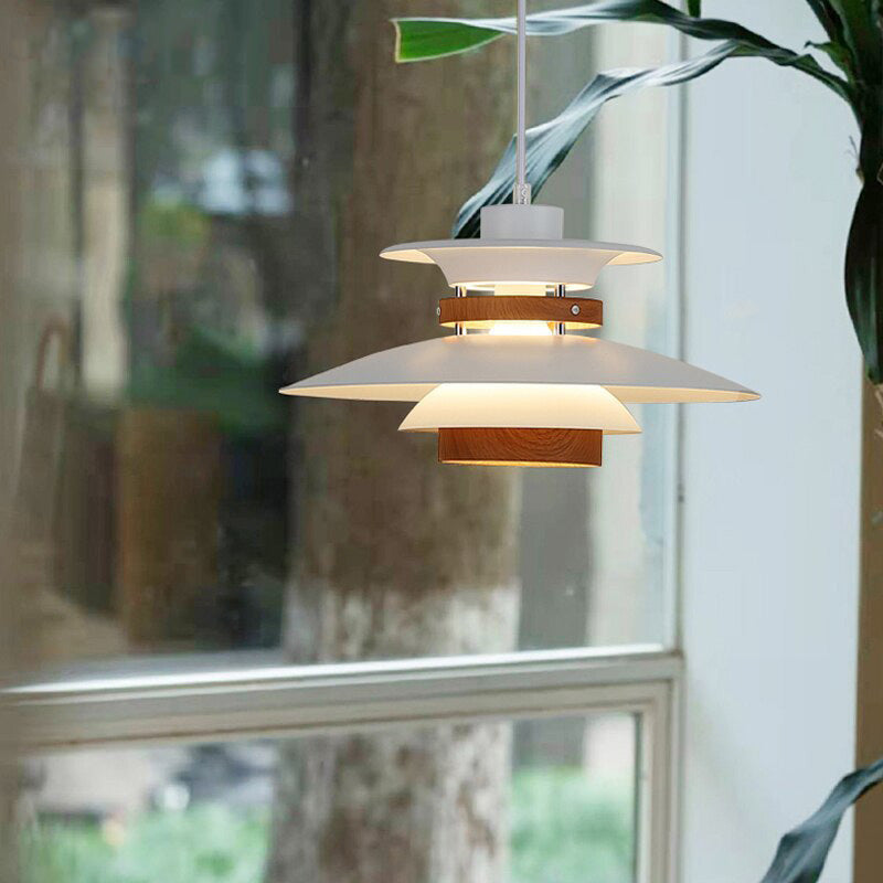 Nordic Style Metal & Wood Pendant Light - Wood Hanging Light - Ospak - Louve Lights