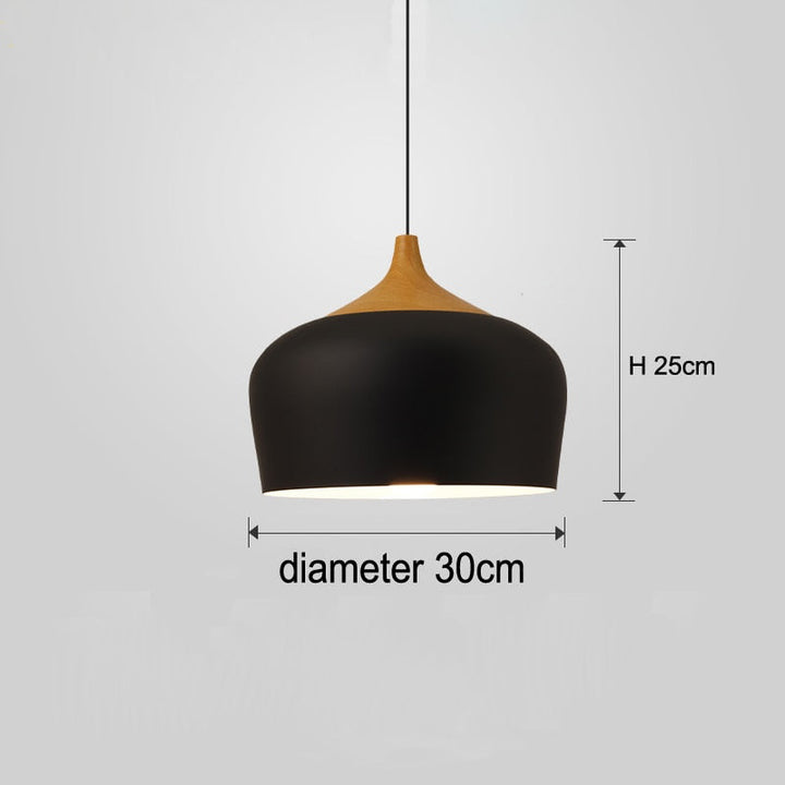Nordic Style Kitchen Pendant Light- Aluminum & Wood- Akiro - Louve Lights