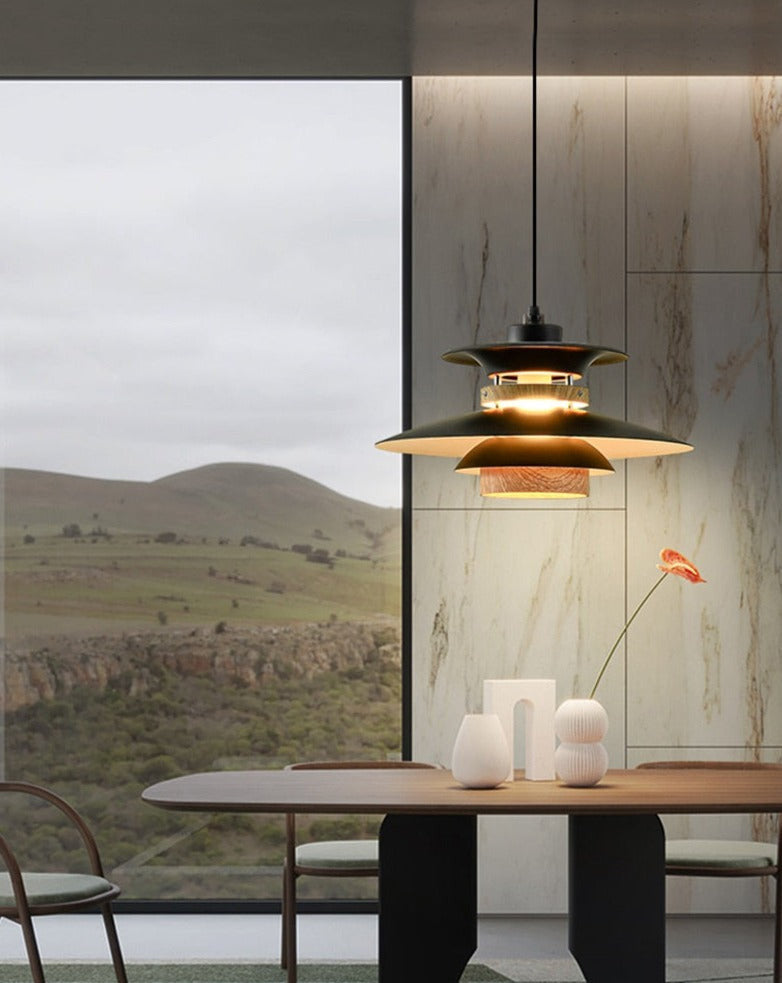 Nordic Style Metal & Wood Pendant Light - Wood Hanging Light - Ospak - Louve Lights