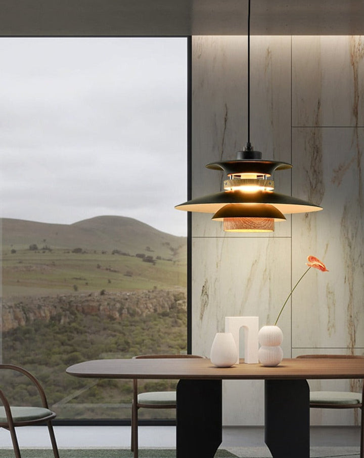 Nordic Style Metal & Wood Pendant Light - Wood Hanging Light - Ospak - Louve Lights