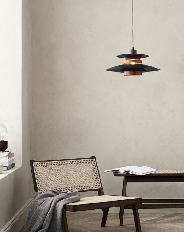Nordic Style Metal & Wood Pendant Light - Wood Hanging Light - Ospak - Louve Lights
