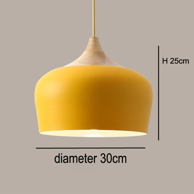 Nordic Style Kitchen Pendant Light- Aluminum & Wood- Akiro - Louve Lights