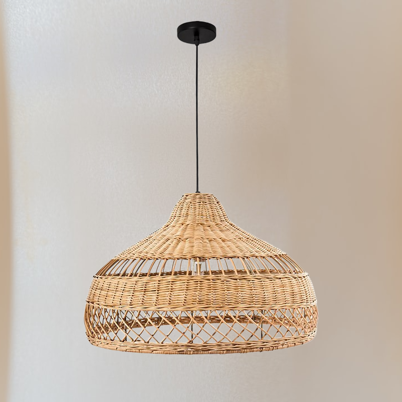 Handmade Rattan Wicker Basket Pendant Light- Oni - Louve Lights