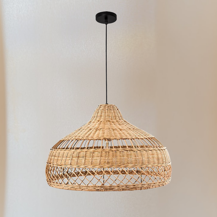 Handmade Rattan Wicker Basket Pendant Light- Oni - Louve Lights