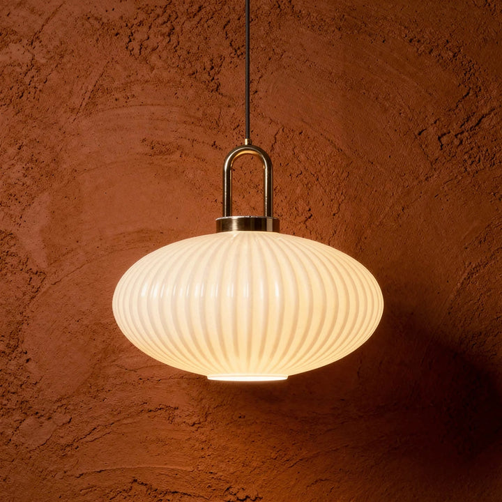 Fuji | Ribbed Glass Pendant Light with Brass