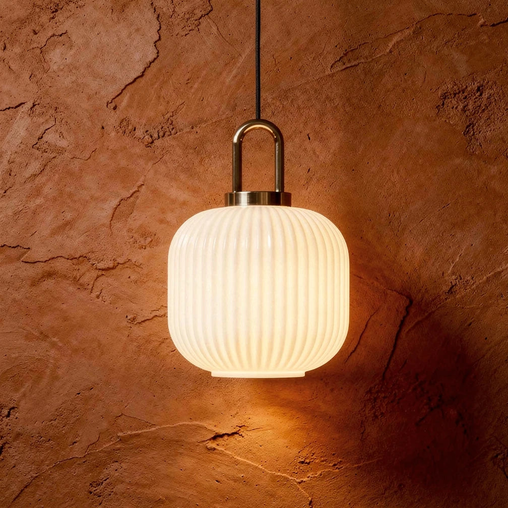Fuji | Ribbed Glass Pendant Light with Brass