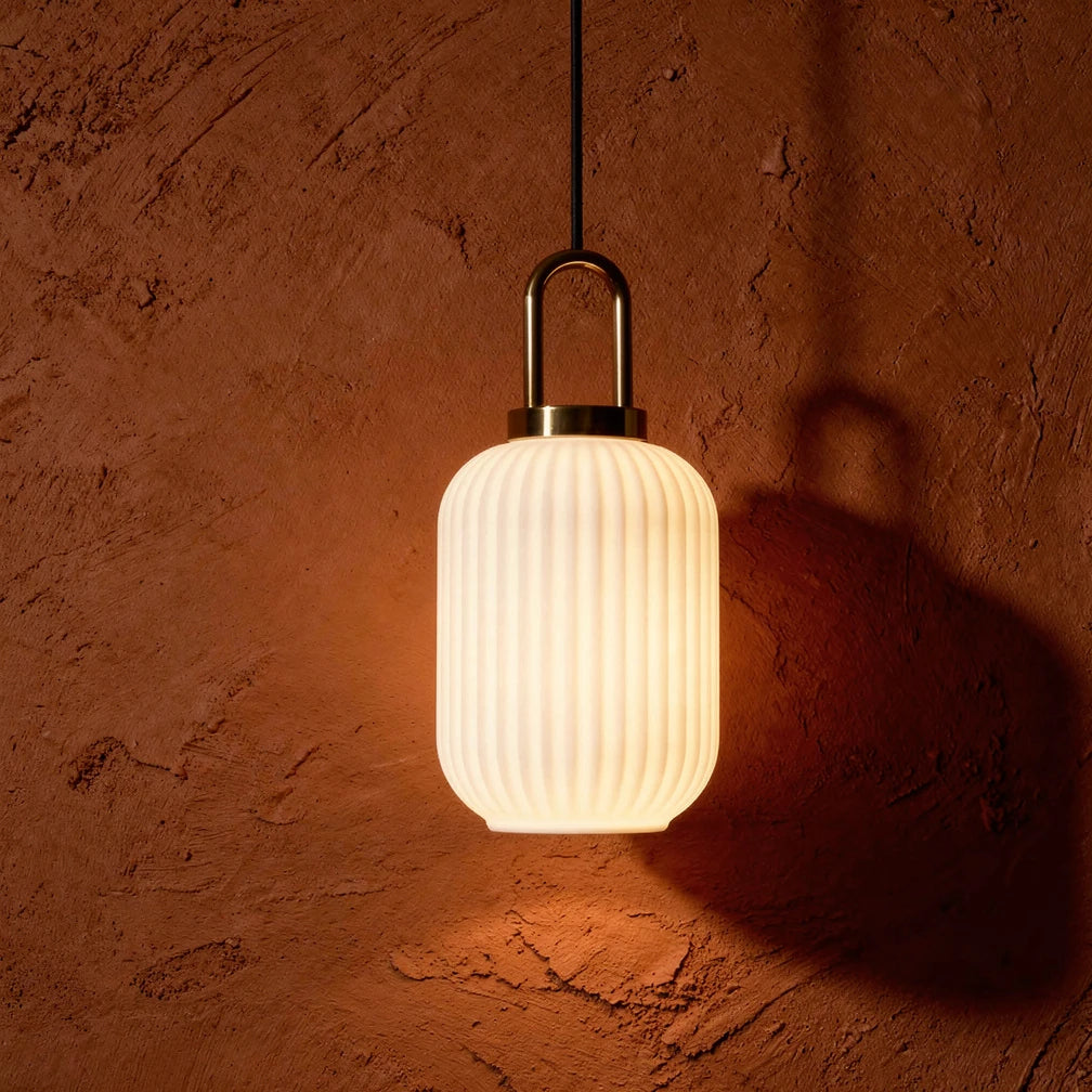 Fuji | Ribbed Glass Pendant Light with Brass
