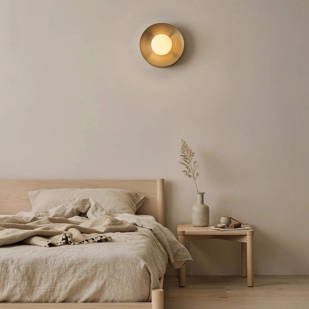 Volta | Alabaster and Steel Round Wall Light