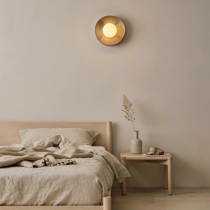 Volta | Alabaster and Steel Round Wall Light