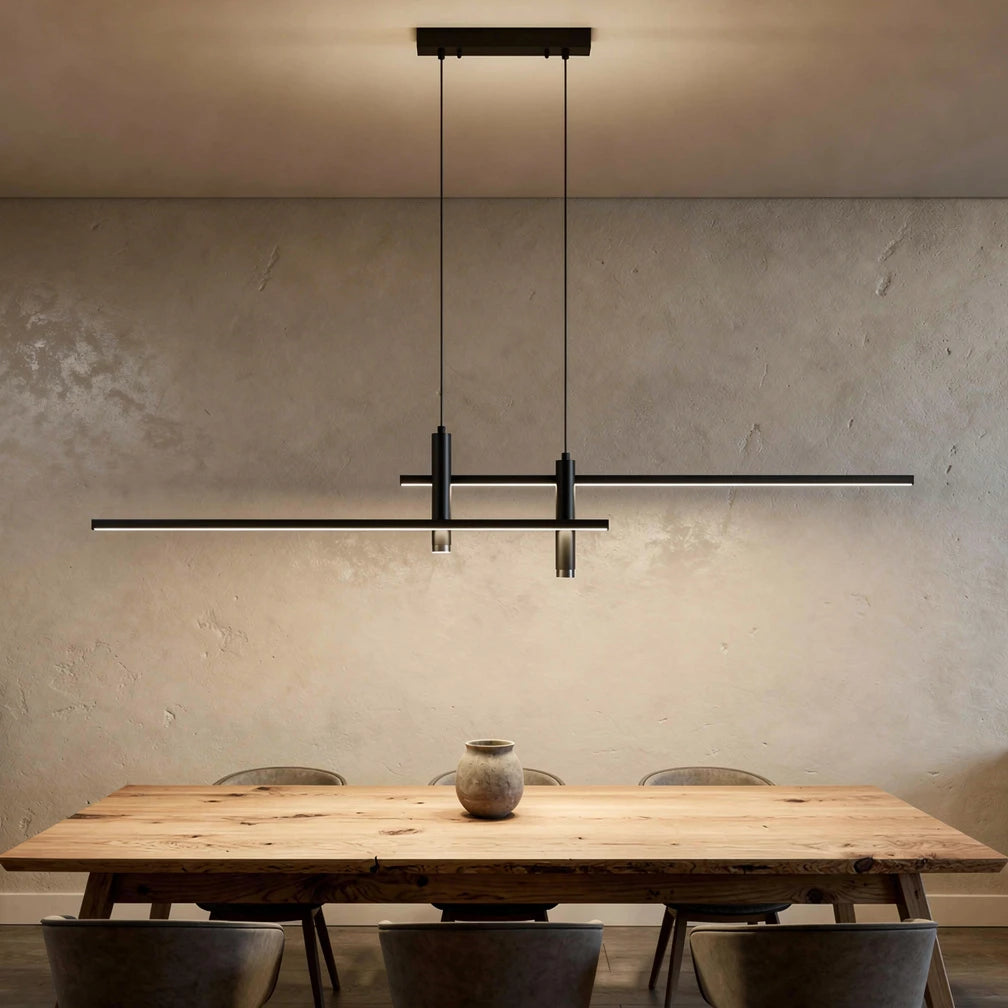 Streke | Black Metal Linear Pendant Light