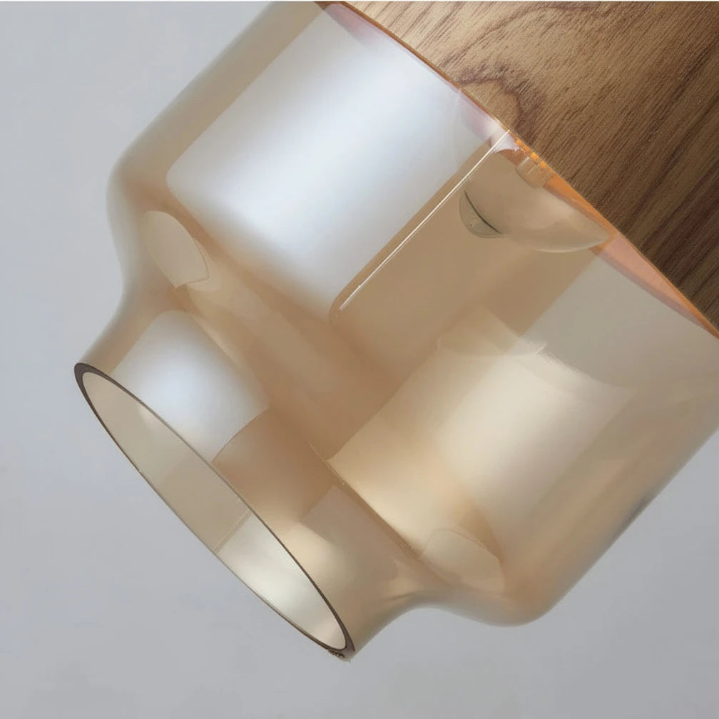 Arno | Amber Glass and Wood Pendant Light