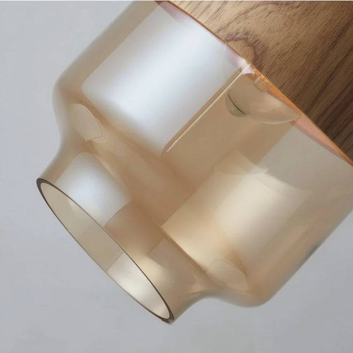 Arno | Amber Glass and Wood Pendant Light