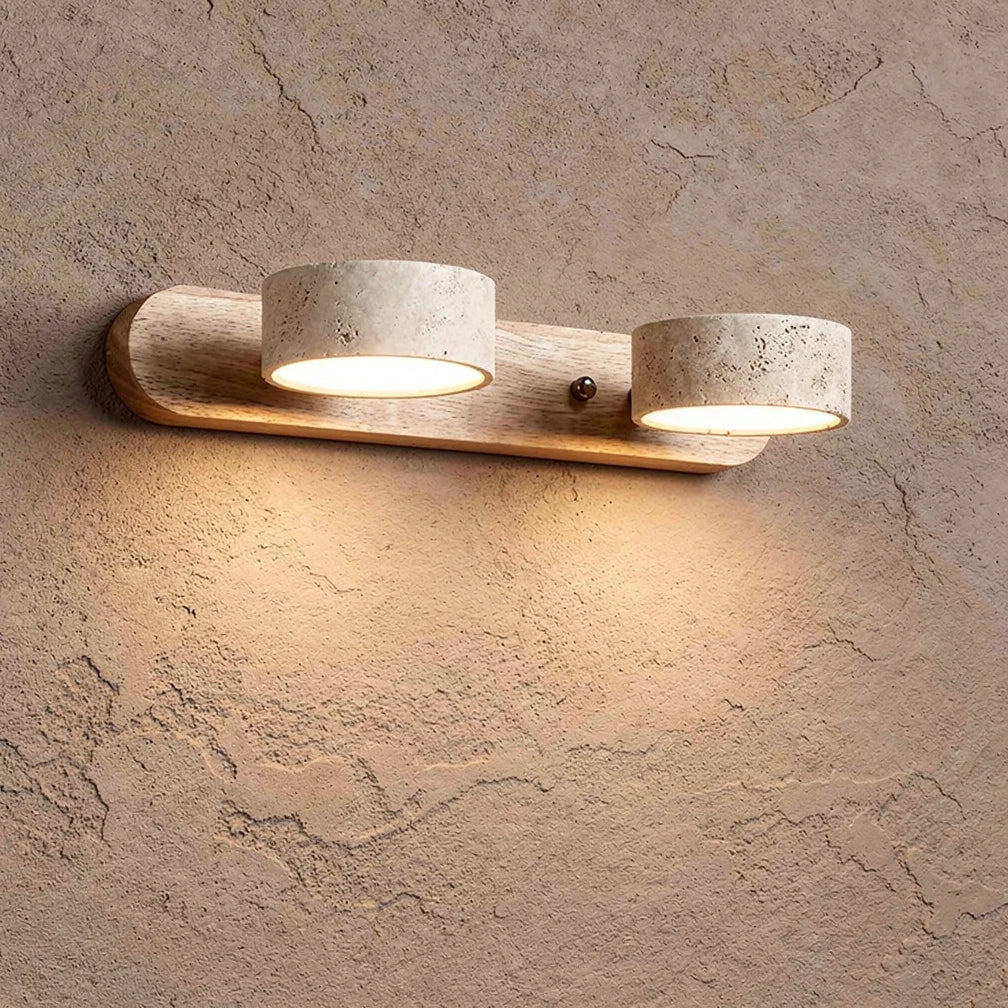 Dova | Travertine Stone &amp; Wood Wall Light