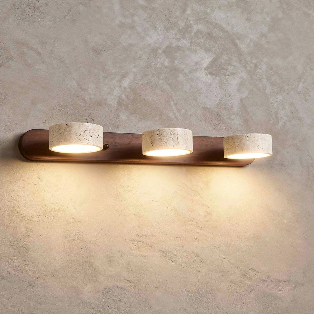 Dova | Travertine Stone &amp; Wood Wall Light