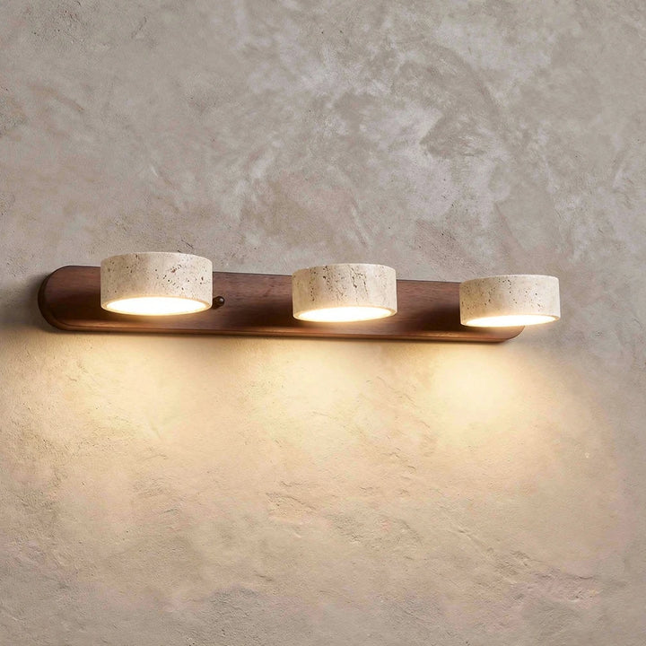 Dova | Travertine Stone &amp; Wood Wall Light