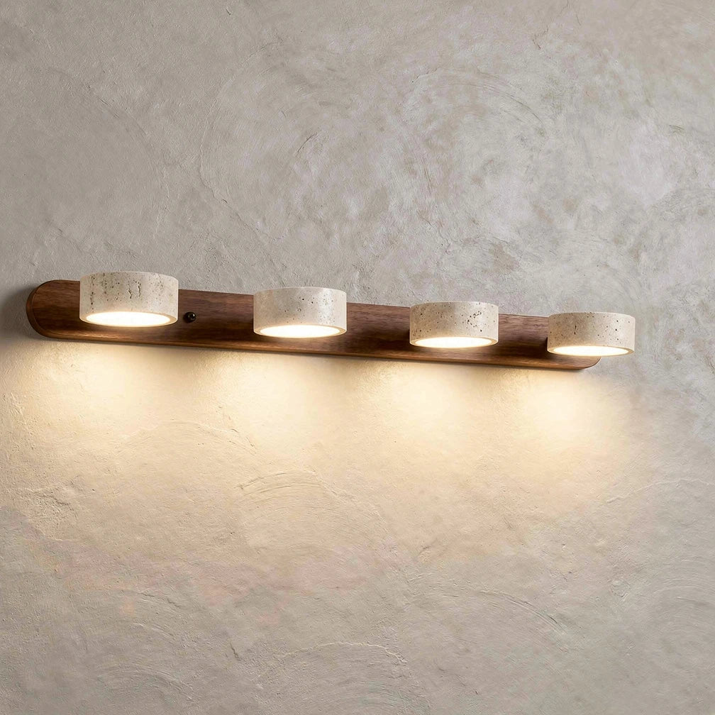 Dova | Travertine Stone &amp; Wood Wall Light