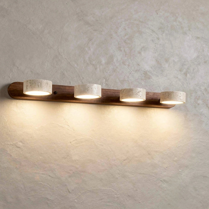 Dova | Travertine Stone &amp; Wood Wall Light