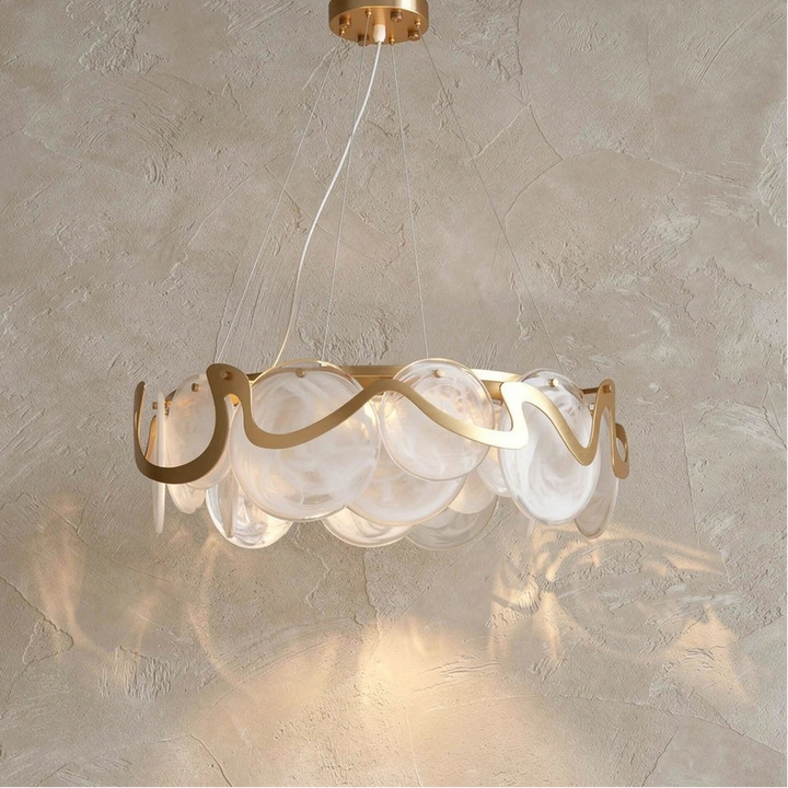 Aurora Glass Chandelier | Glass &amp; Brass Ring Chandelier