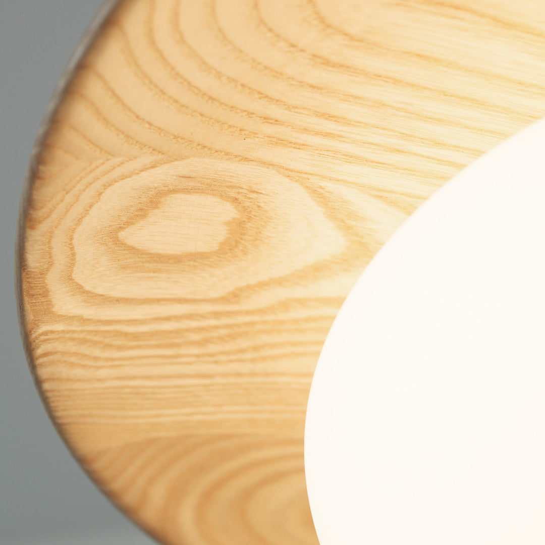 Bunn | Wood Disc and Milk Glass Pendant Light