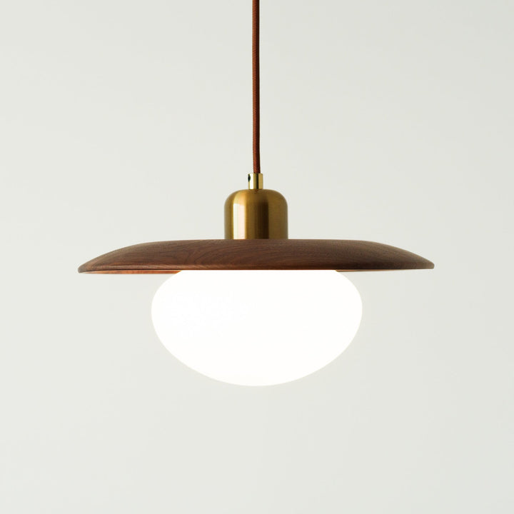 Bunn | Wood Disc and Milk Glass Pendant Light