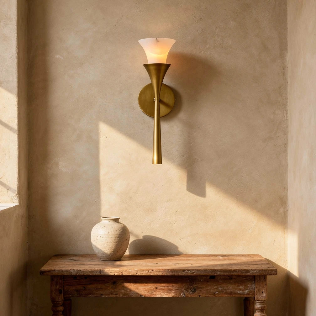 Hana | Alabaster &amp; Brass Wall Light