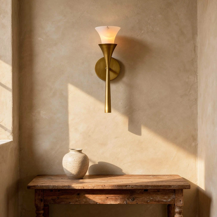 Hana | Alabaster &amp; Brass Wall Light