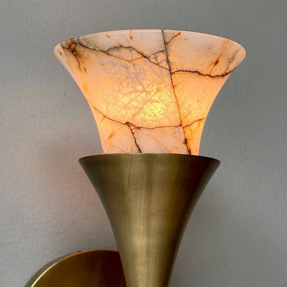 Hana | Alabaster & Brass Wall Light