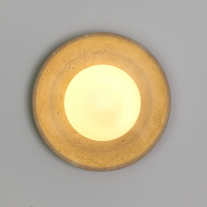 Orba | Travertine Disc Wall Sconce