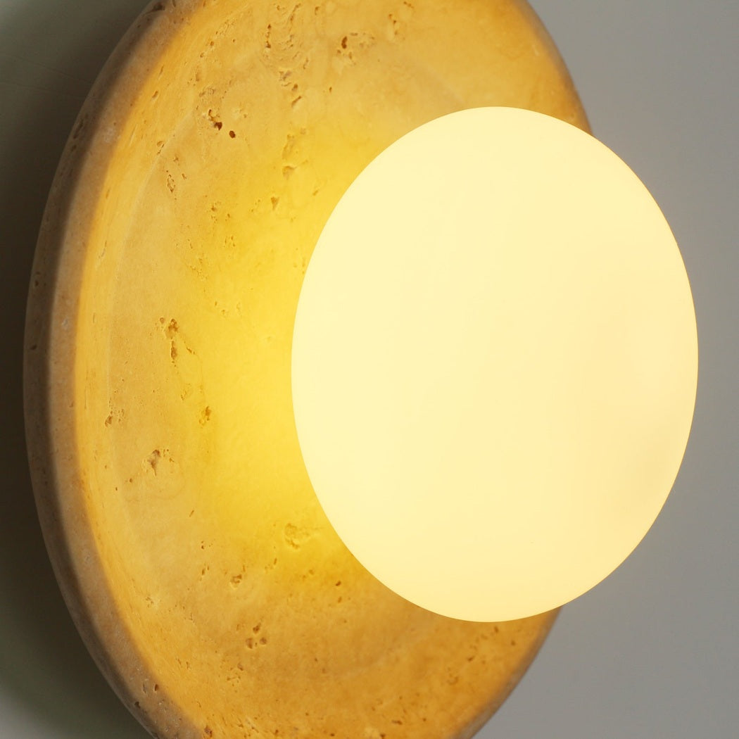 Orba | Travertine Disc Wall Sconce