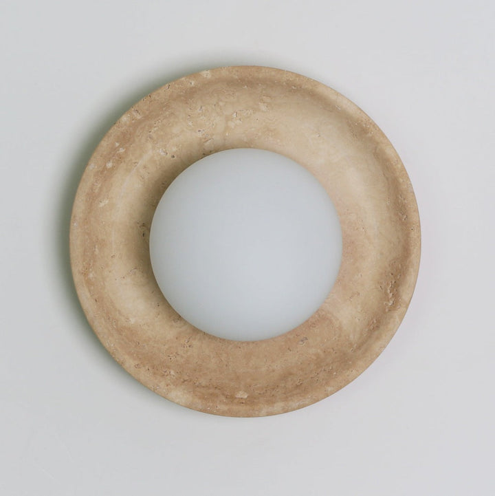 Orba | Travertine Disc Wall Sconce