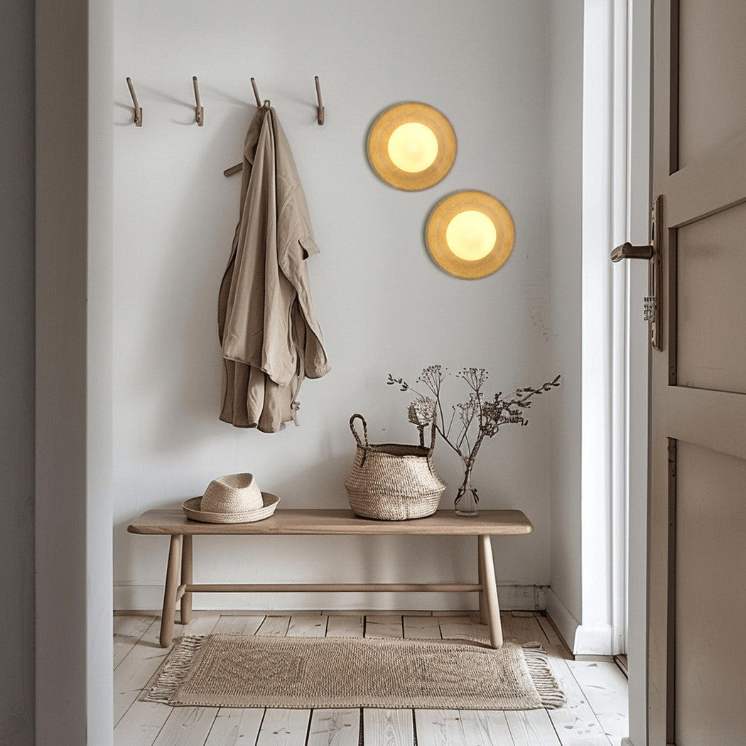 Orba | Travertine Disc Wall Sconce