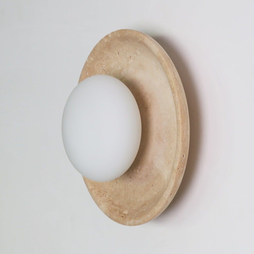 Orba | Travertine Disc Wall Sconce