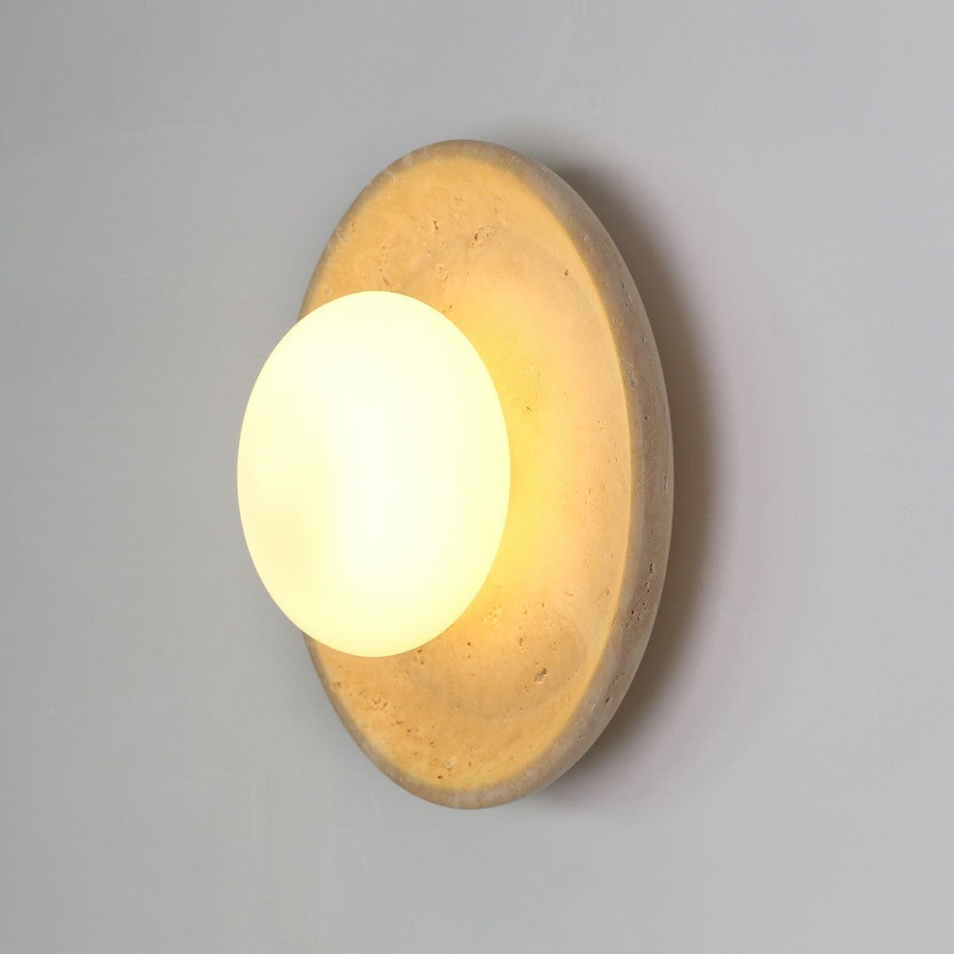 Orba | Travertine Disc Wall Sconce