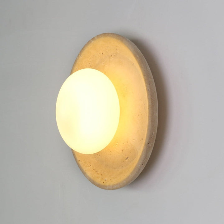 Orba | Travertine Disc Wall Sconce
