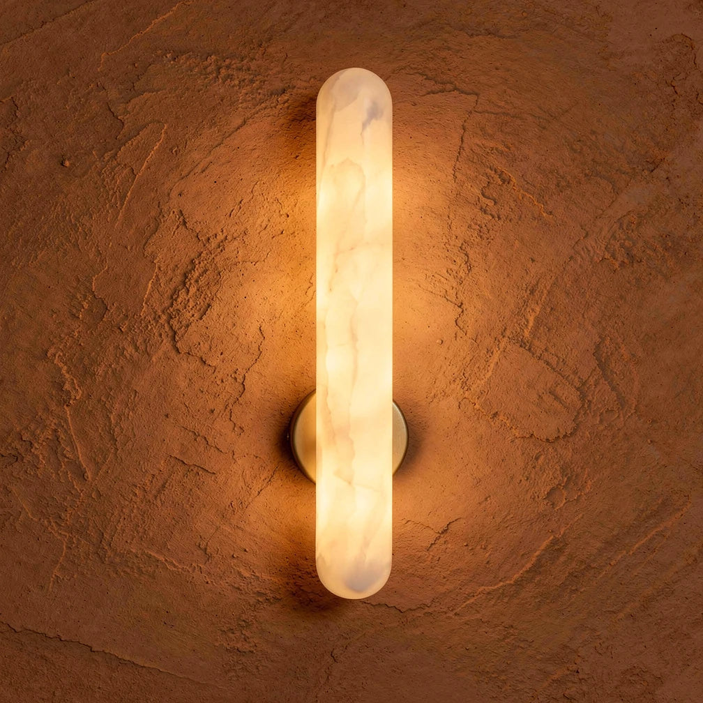 Saya Baton | Alabaster &amp; Brass Wall Sconce