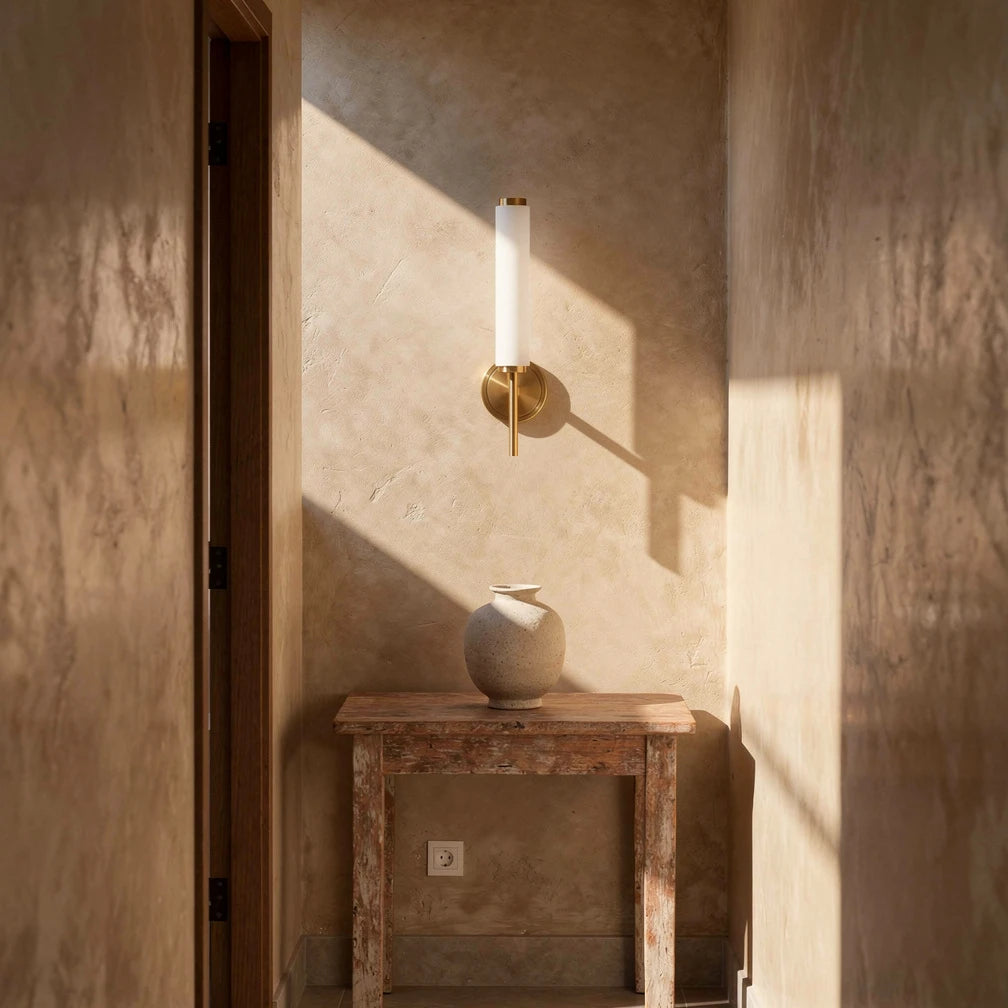 Alekos Cylinder | Marble &amp; Brass Wall Sconce
