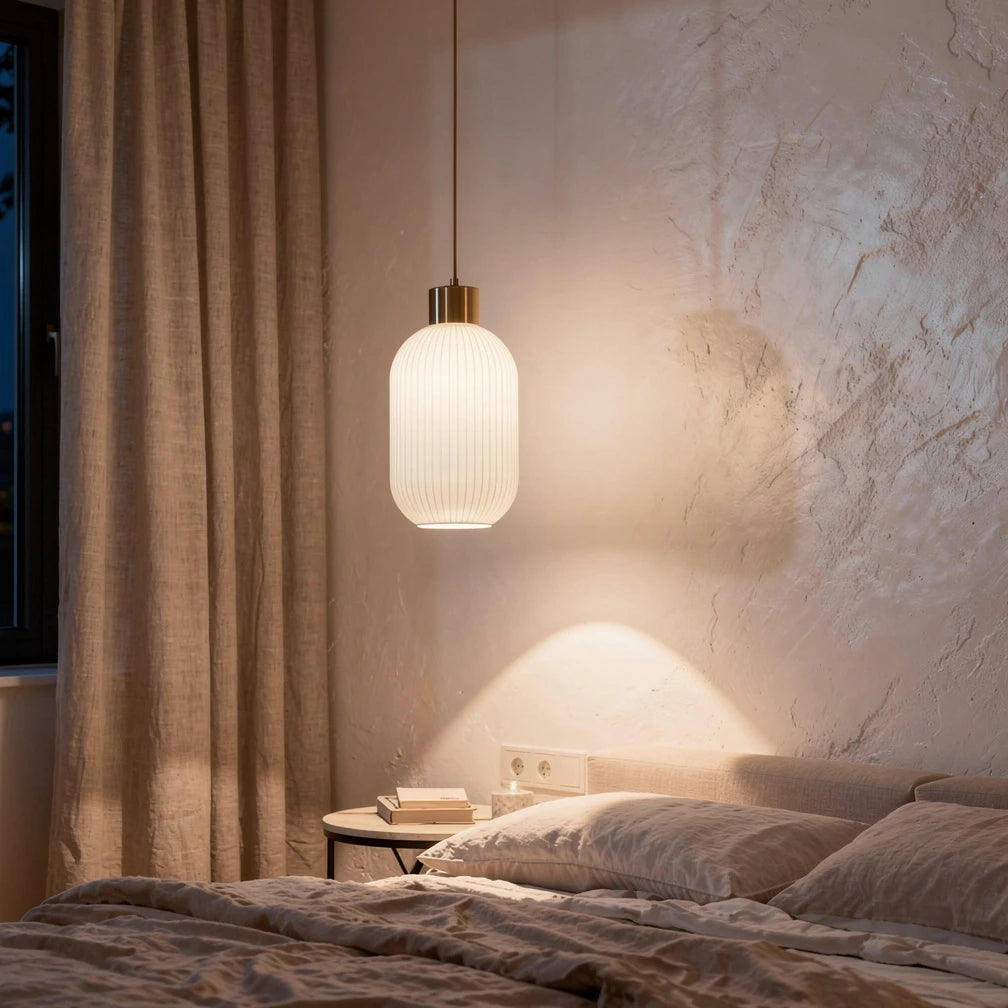 Hai Lantern | Wood and Milk Glass Pendant Light