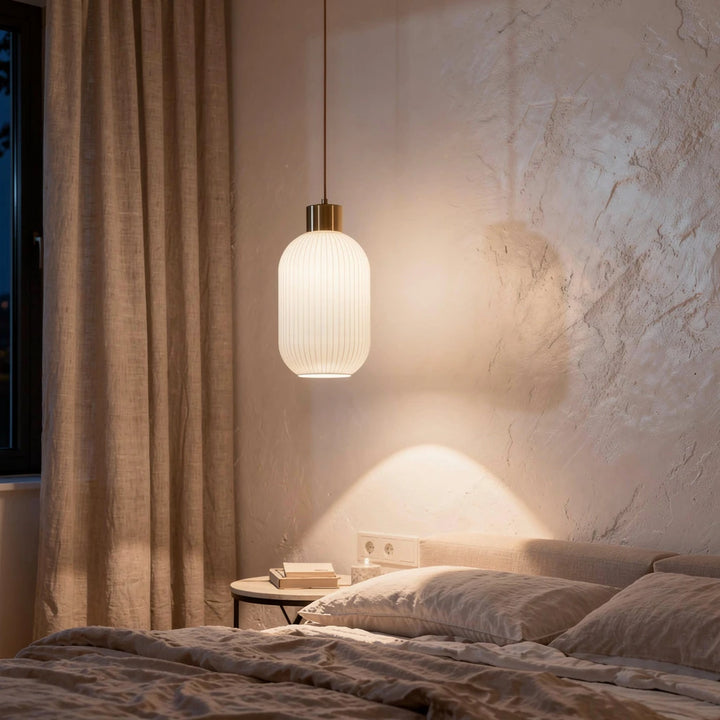 Hai Lantern | Wood and Milk Glass Pendant Light