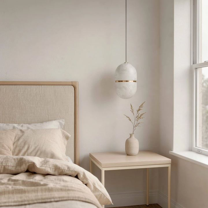 Obi Capsule | Alabaster &amp; Brass Pendant Light