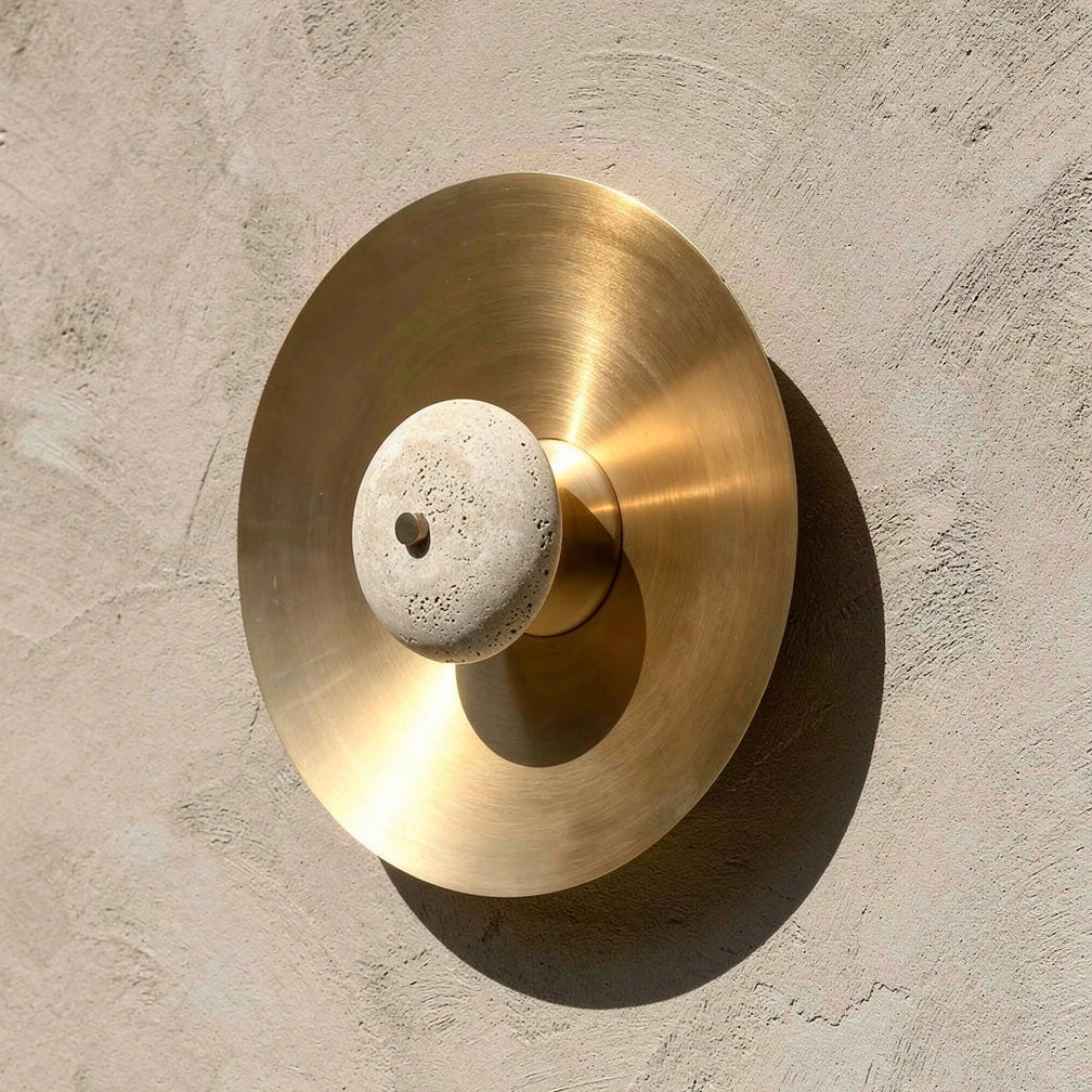 Toki | Brass Disc &amp; Stone Wall Light